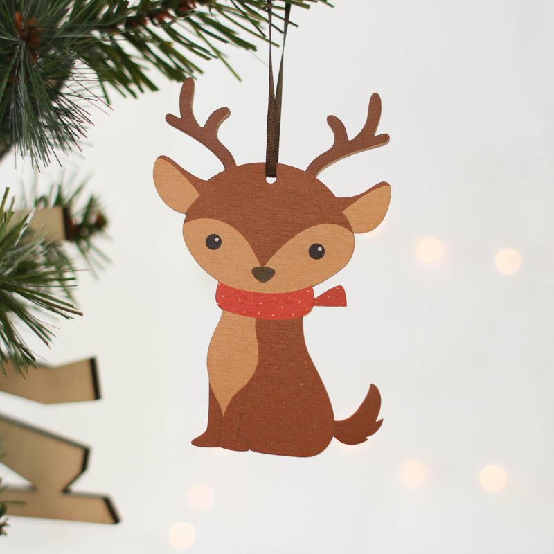 9cm Wood Holiday Shaped Ornament