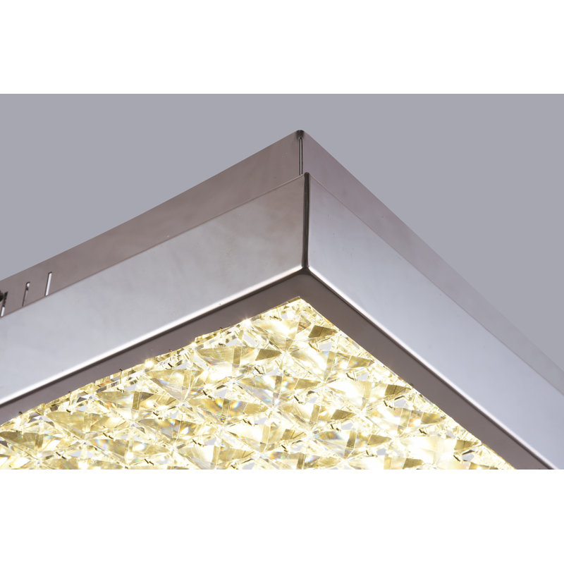 1-Light Chrome LED Chandelier With Clear Crystals