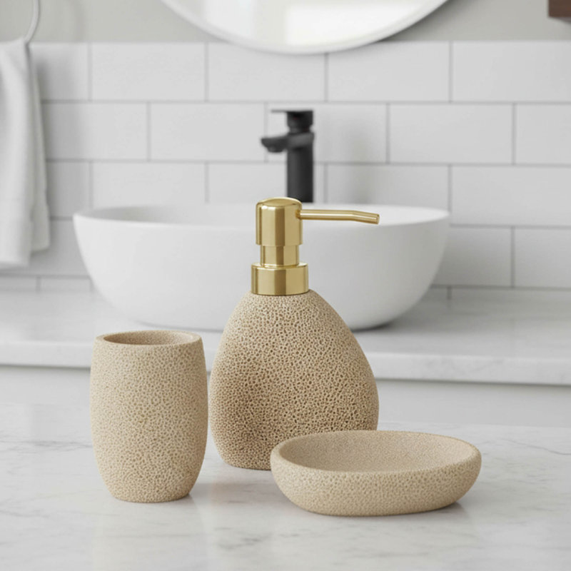 Ensemble 3 pièces d'accessoires de salle de bain éponge de mer