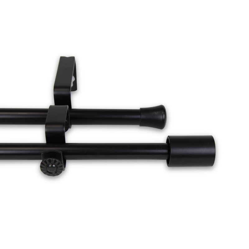 Tringle à rideaux double, 120 po, Noir