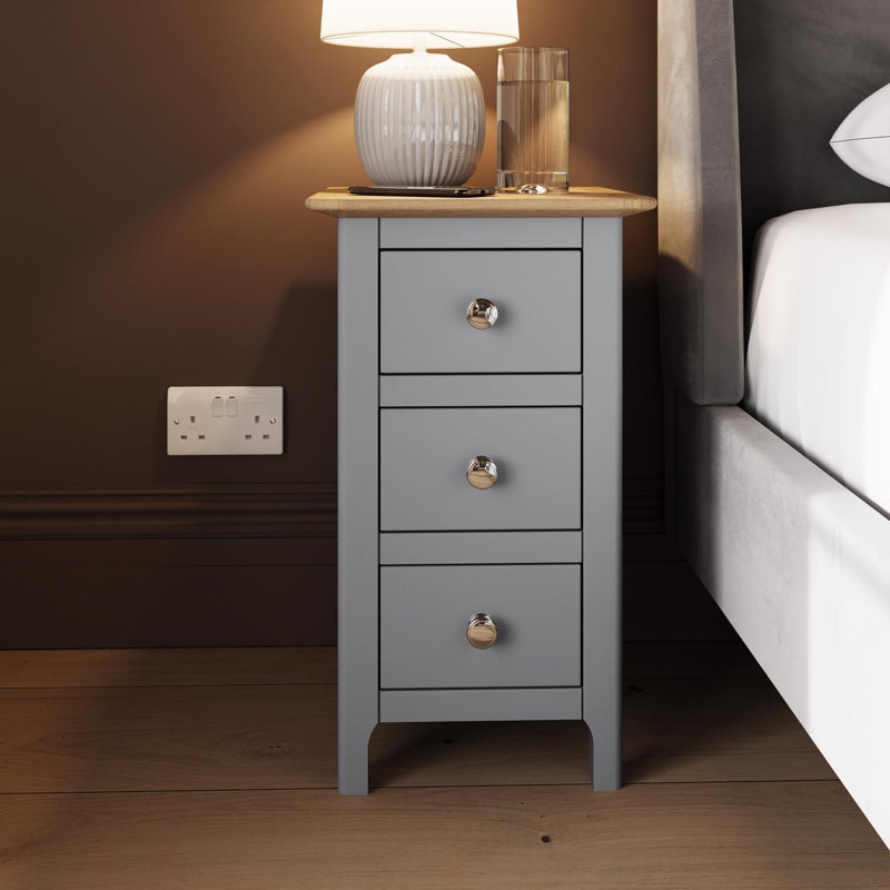 Clary 3 Drawer Bedside Table, Grey