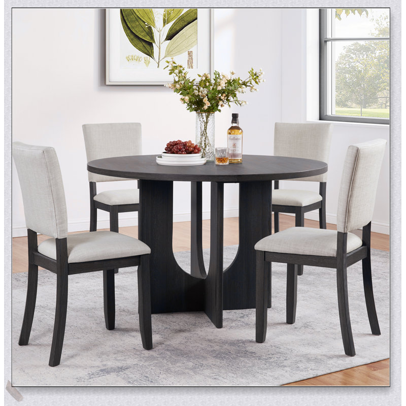 Ensemble de salle à manger moderne 5 pièces avec 4 chaises rembourrées, spacieux et élégant pour les réunions de famille et les repas de tous les jours