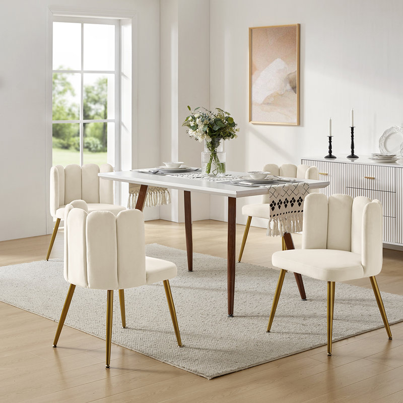Yorba Upholstered Side Chair, Ivory Velvet