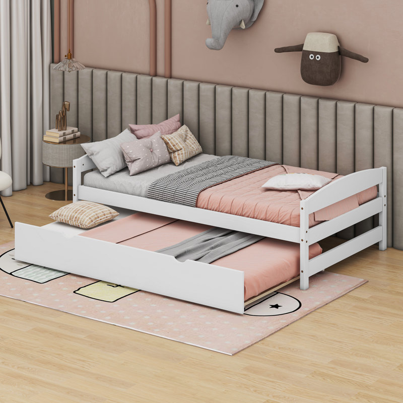 Lit plateforme simple avec lit gigogne Epine, Blanc