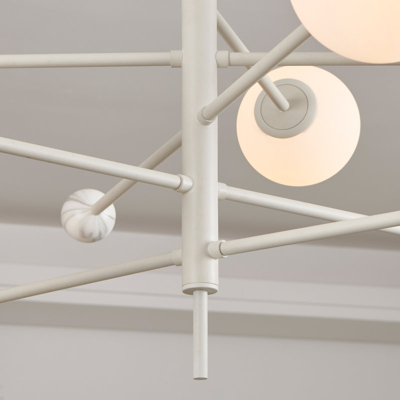Luminaire suspendu Spoutnik 5 lumières, Gris blanc