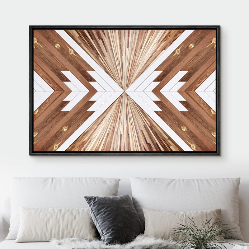 Panneaux à effet géométrique en bois brun à motif géométrique Western, Noir, H 16 po x l 24 po