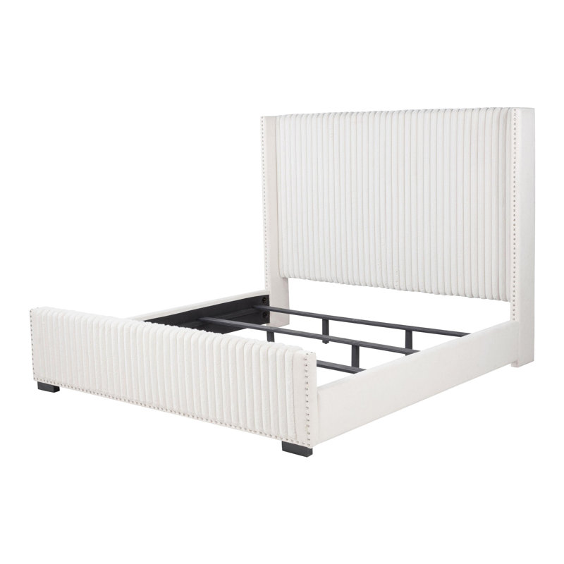 65-inch Upholstered Wingback Bed Cream, King