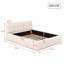 Multi-Sizes EU & UK Upholstered Bed, Modern Cloud Low-Height Bed Frame with Padded Flange Edge & Embedded Design, Beige/Grey Linen-423385465-426914026