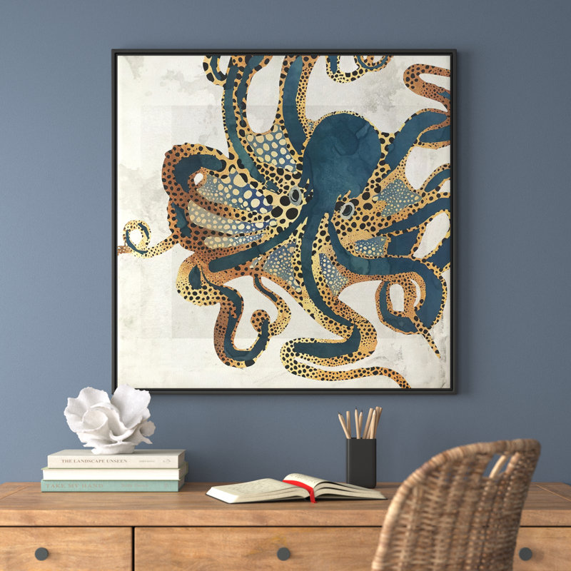Underwater Dream VI - impression d'art graphique, H 37 po x l 37 po, Toile avec cadre flottant, Noir