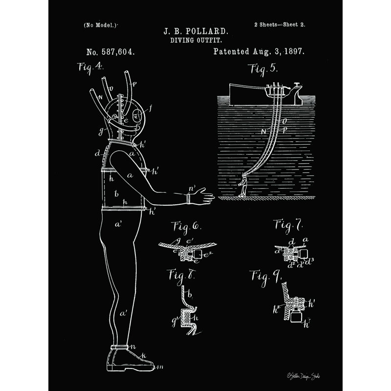 Équipement de plongée - reproduction sur toile tendue, H 16 po x l 12 po
