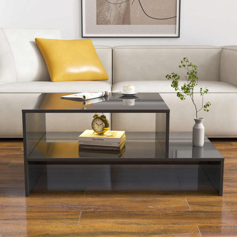 Table basse noire avec un style architectural enchanteur et une capacité de rangement pratique et séduisante, Noir