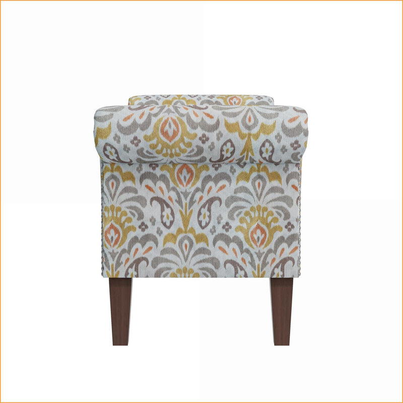 Repose-pieds avec rangement, polyester Bonsai traditionnel floral Conrad | Salon, chambre à coucher, vestibule | Brun foncé | Bois