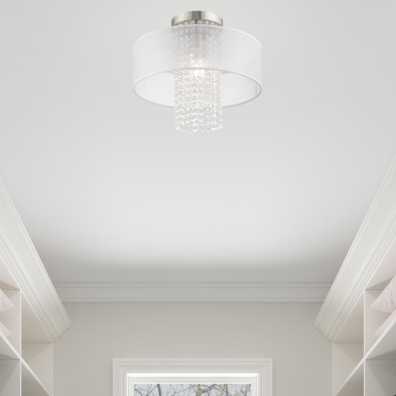 Plafonnier semi-encastré 1 lumière Haney, H 13,5 po x l 15 po x p 15 po, Translucide