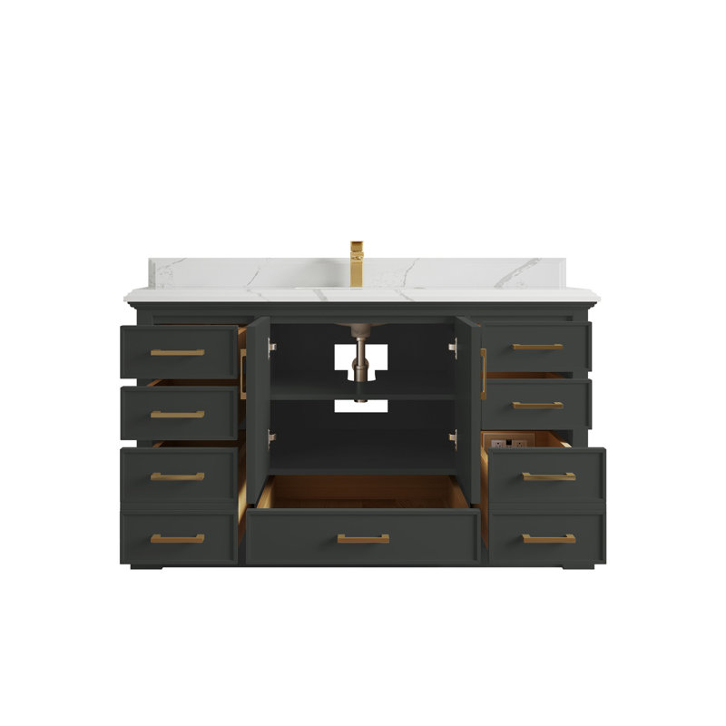 Charlotte 60'' Single Bathroom Vanity with Quartz Top