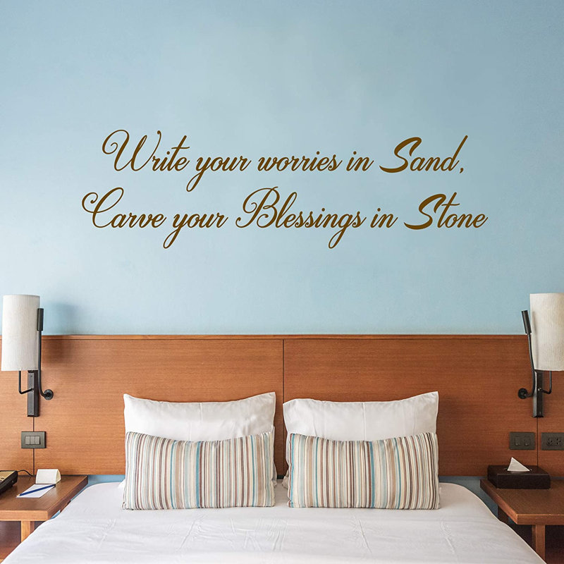 Text & Numbers Non-Wall Damaging Wall Decal, 15" H x 50" W, Brown
