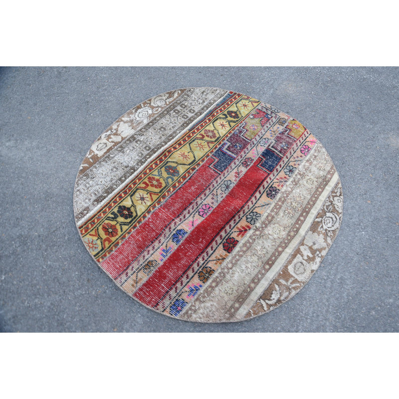 Tapis turc, tapis rétro, tapis en laine, tapis de cuisine, tapis décoratifs rouges de 4,4 pi x 4,4 pi