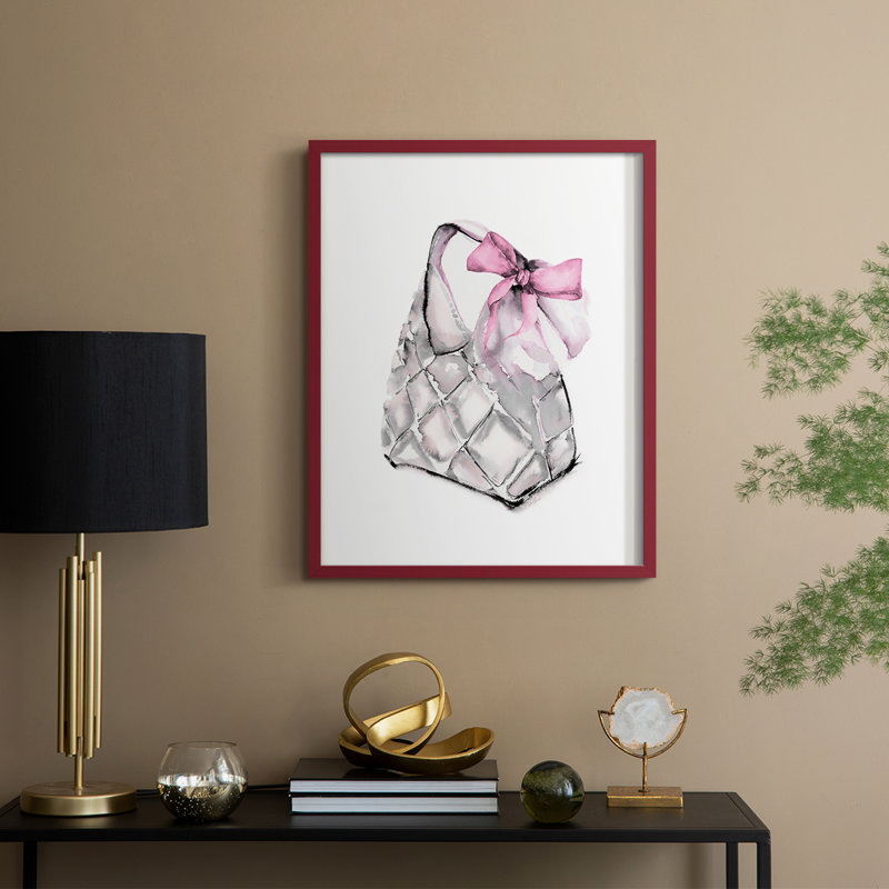 Hobo with Bow Framed Print - Solid Wood, 21" H x 17" W, Red