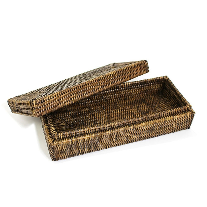 Rattan Decorative Basket, Antique Brown
