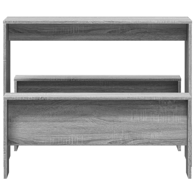 3 Piece Dining Table And Bench Set Engineered Wood, Grey Sonoma