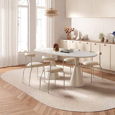 Oval rock plate dining table sets