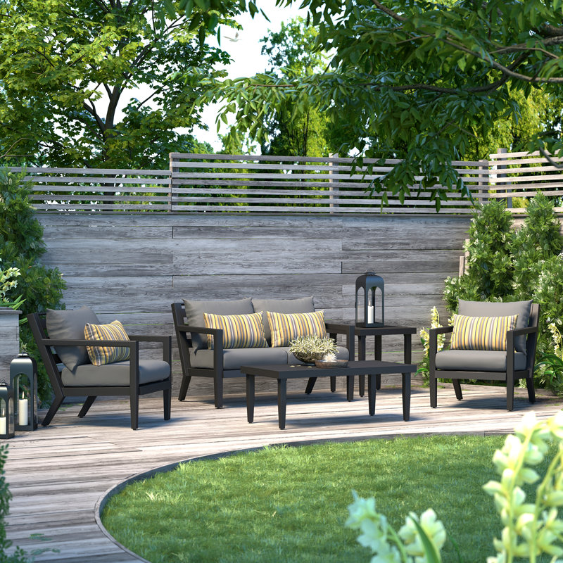 Ensemble de conversation avec canapé 5 pièces Marla Northridge avec coussins Sunbrella®, Sunbrella® gris anthracite