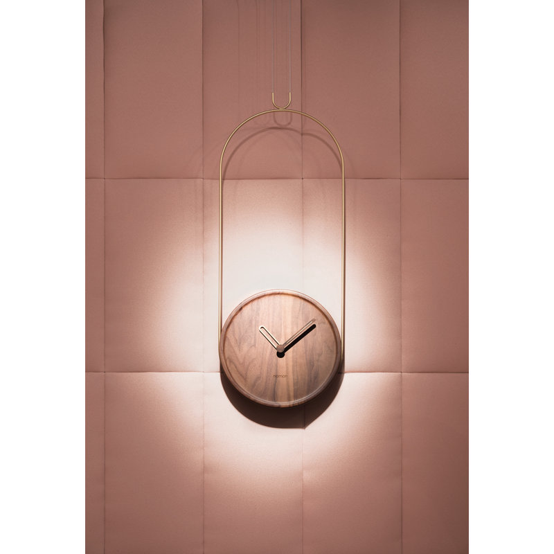 Colgante Analog Wall Clock, Walnut/Brass