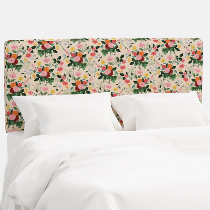 Tête de lit Elly en dahlia multicolore, Cream, Complet/Double