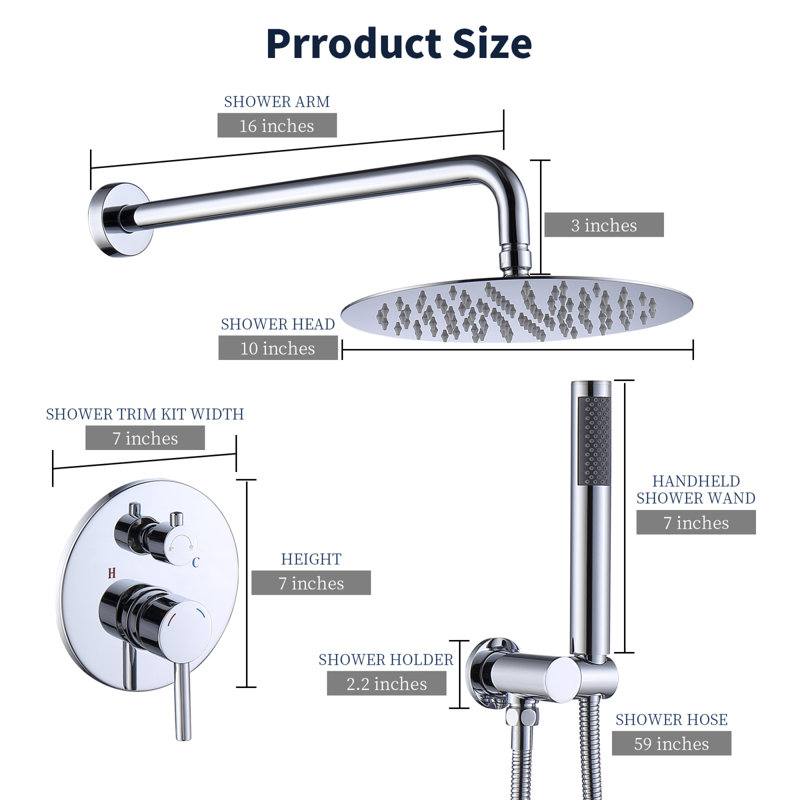 Finition chromée moderne avec système de douche à main chromée et pluie parfaite pour une expérience de bain luxueuse