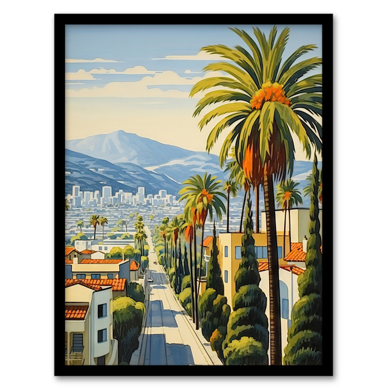 Sunset Strip Los Angeles California Palm Tree Cityscape - Single Picture Frame Print