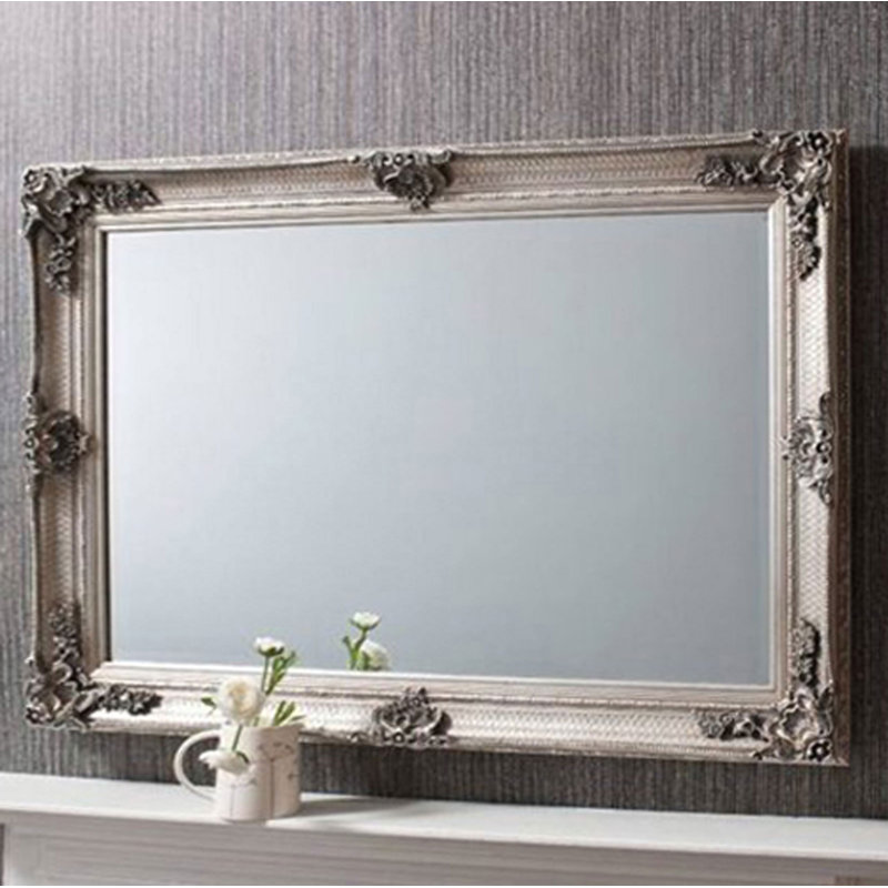 Franconville Wood Flat Wall Mirror, Silver