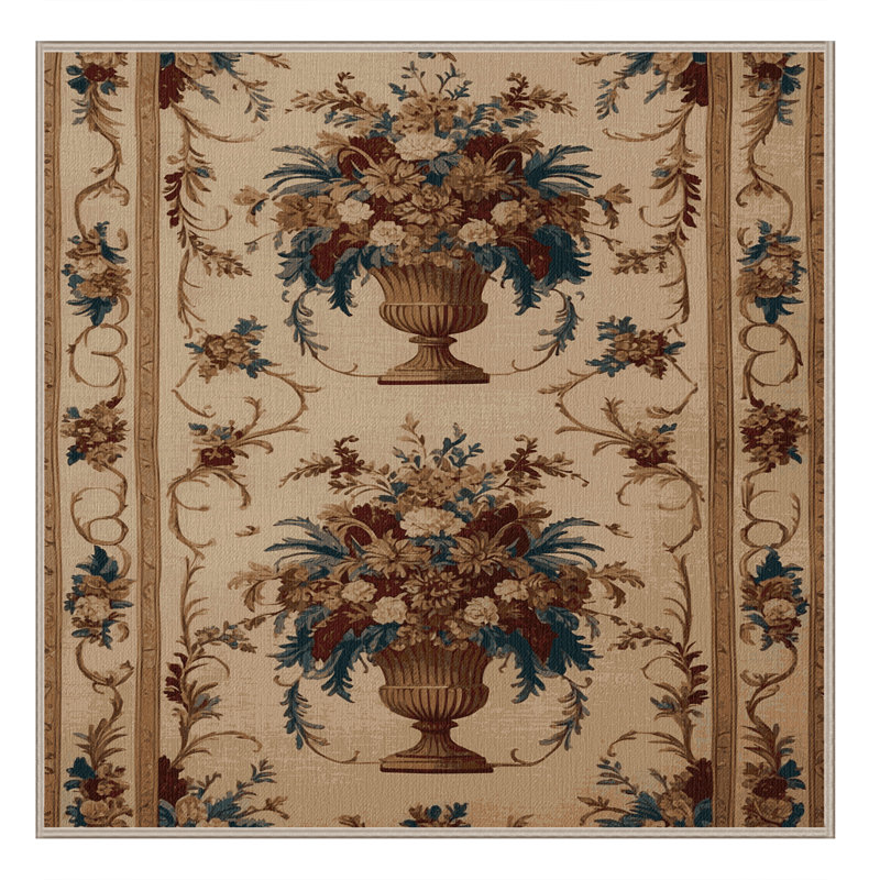 Tapis brun français lavable à la machine, Carré 7 pi