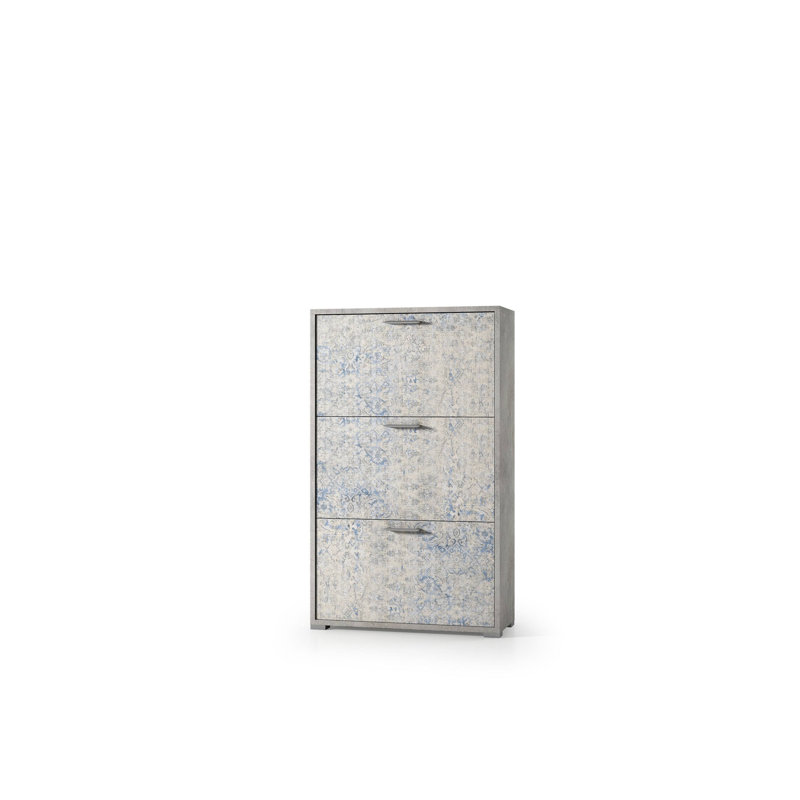 Flip Down Shoe Storage, Cement/Light Blue