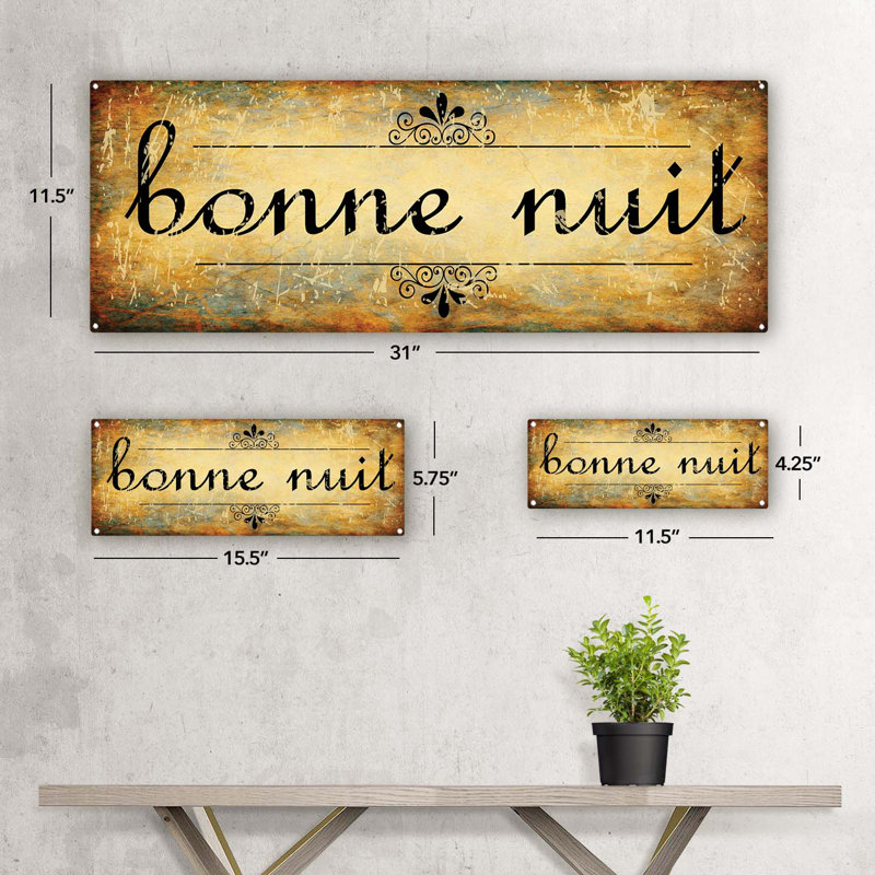 «Bonne Nuit Metal Sign» sur, H 5,75 po x l 15,5 po