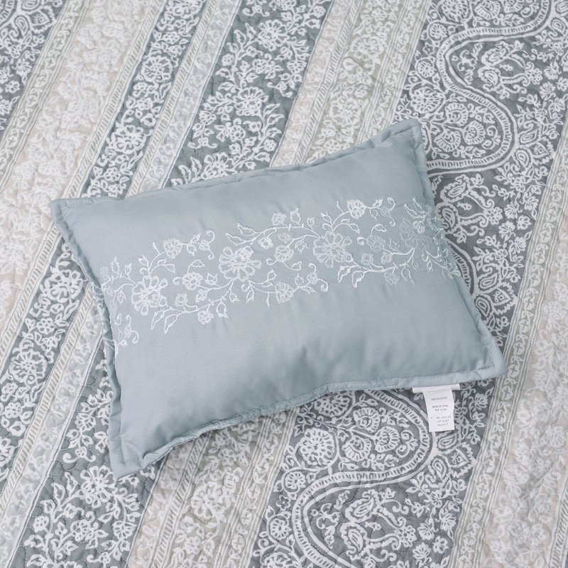 Ensemble de courtepointe en microfibre 6 pièces avec jupe de lit, Couvre-lit pour grand lit + 5 pièces supplémenta