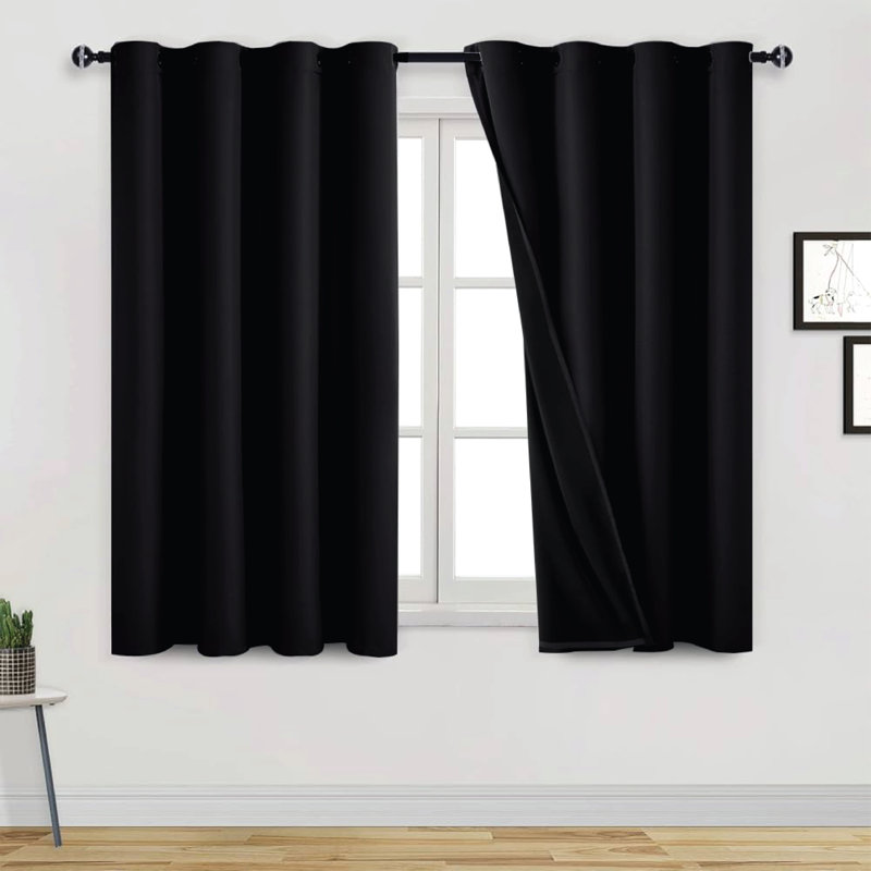 Frasco Blackout Curtain Pair, Black, 116.84cm Width x 137.16cm Drop