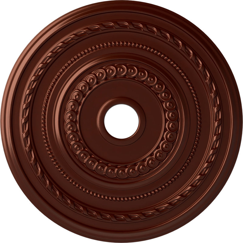 Endurathane Cole Ceiling Medallion, 25 3/8"OD x 3 3/8"ID x 1 3/8"P (Fits Canopies up to 9 1/8"), Hand-Painted Antique Copper Finish