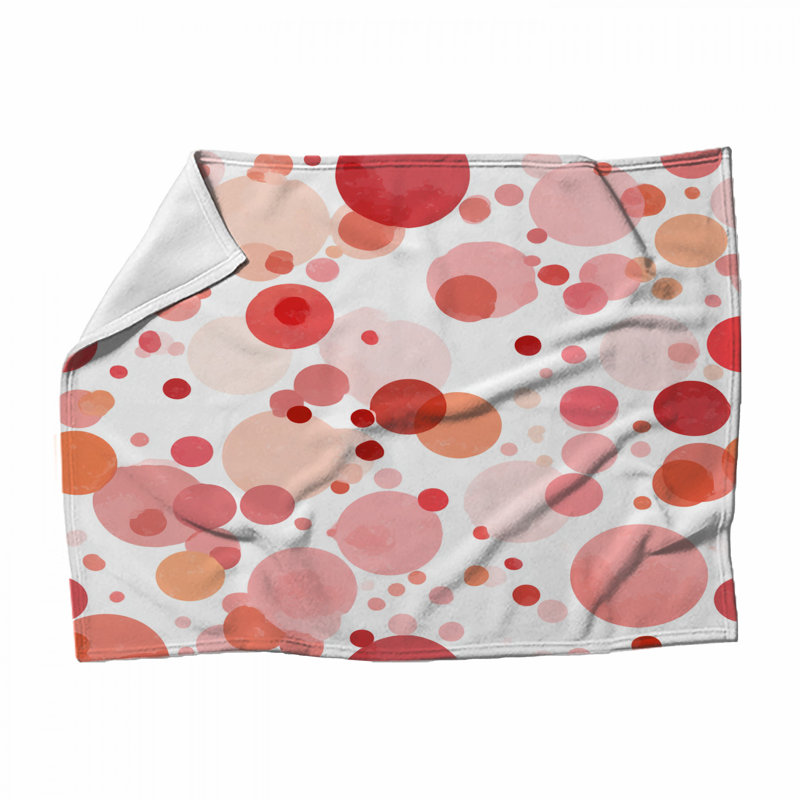 Jeté en molleton Circles - Jetés abstraits pour canapés ou lits, L 60 po x l 51 po, Pois rouges