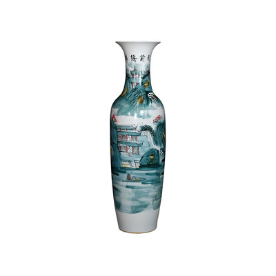 62.99"Jingdezhen hand-painted splendid future landscape large flower vase decoration piece