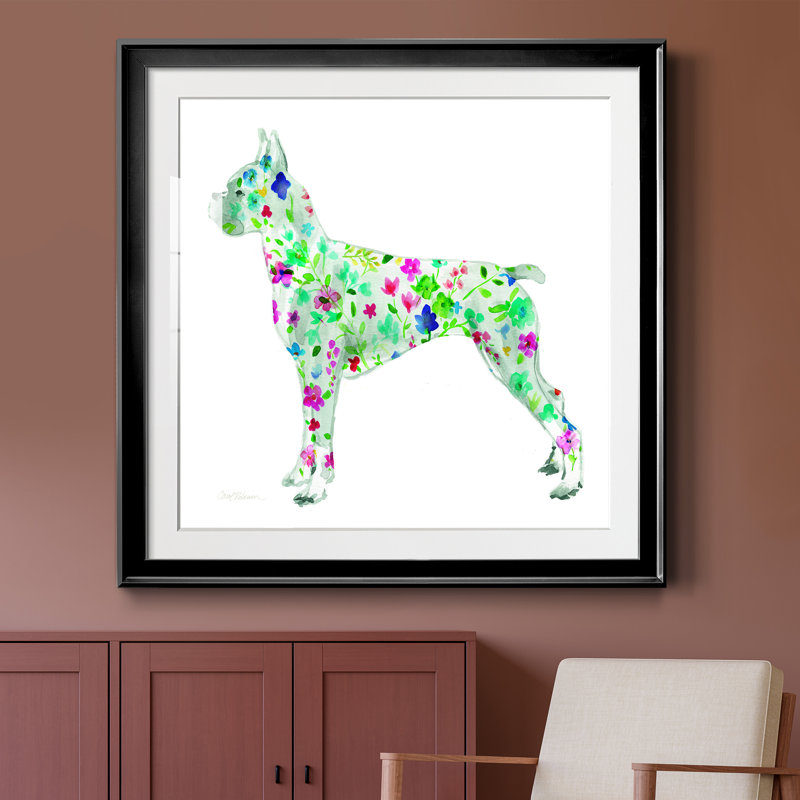 Tapisserie Boxer - peinture encadrée, H 26,5 po x l 26,5 po x P 1,5 po, Papier encadré noir