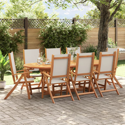 8 - Person Wood Patio Dining Set with Rectangular Table
