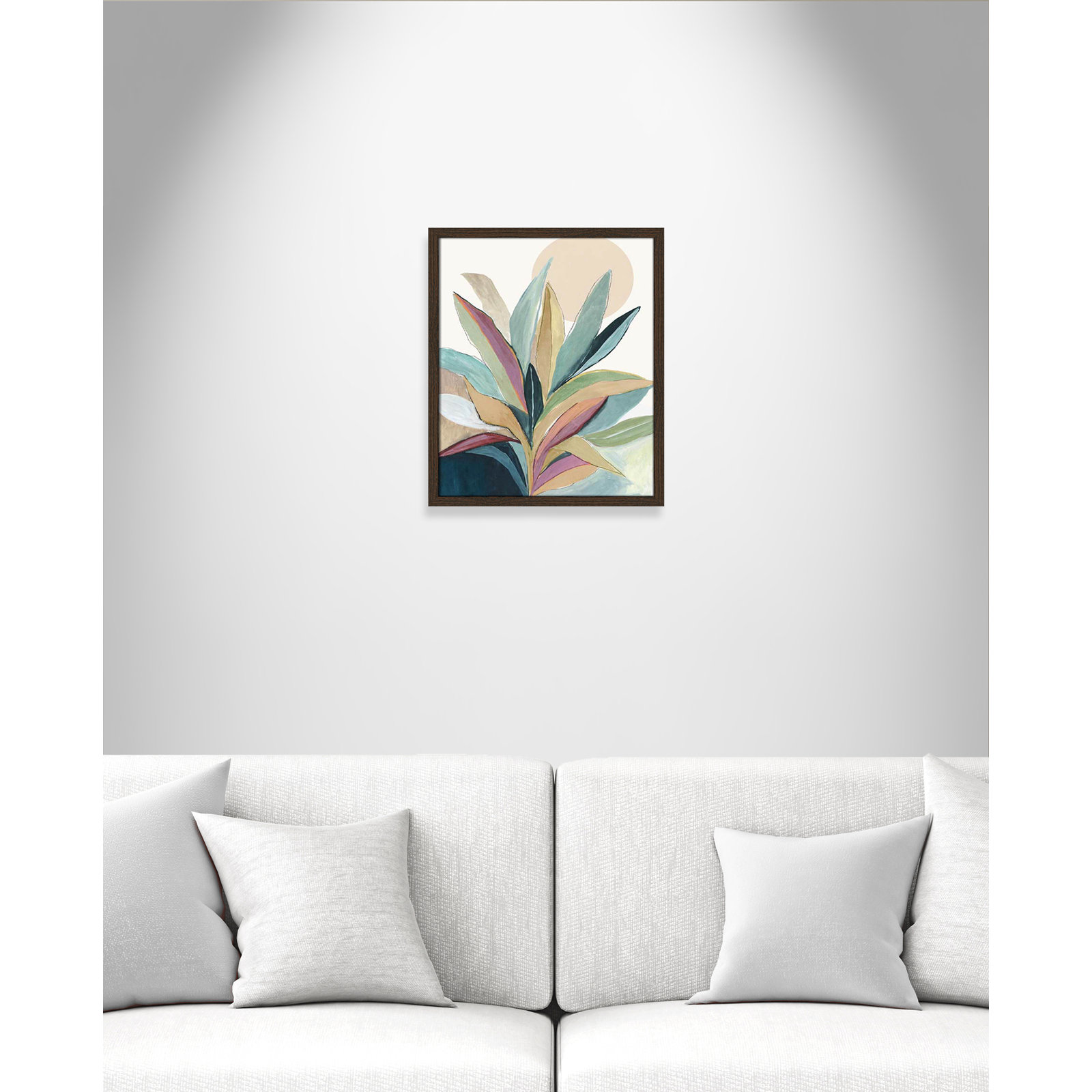 Sunny Bright Leaves I by Asia Jensen, Walnut Slim Unmatted Picture Framed, 19" H x 16" W x 0.75" D