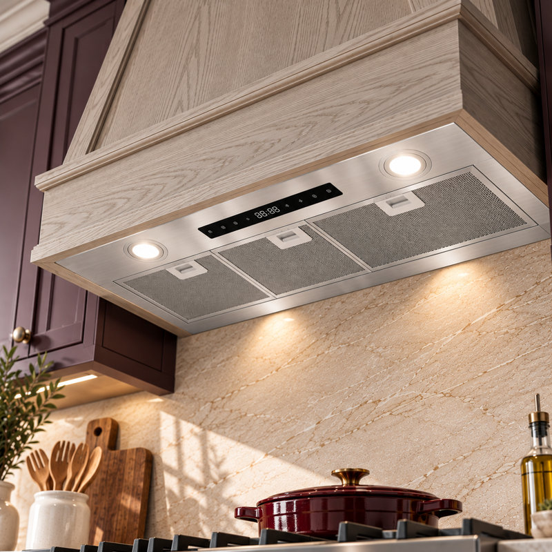 Hotte intégrée 36 pouces VENFAN 600 CFM, hotte de cuisine convertible intégrée en acier inoxydable avec 4 vitesses de ventilateur, contrôle tactile et tactile, lumières DEL et minuterie de ventilateur