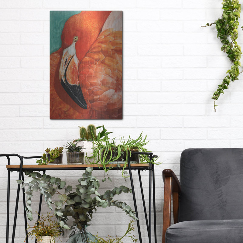  «Graceful Pink Flamingo» par Jim Brune, art mural en métal, 12 po x 16 po, H 16 po x l 12 po