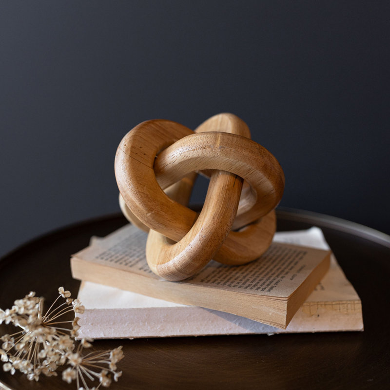 Foreside Home & Garden Linked Knot Decorative Accent Natural Wood