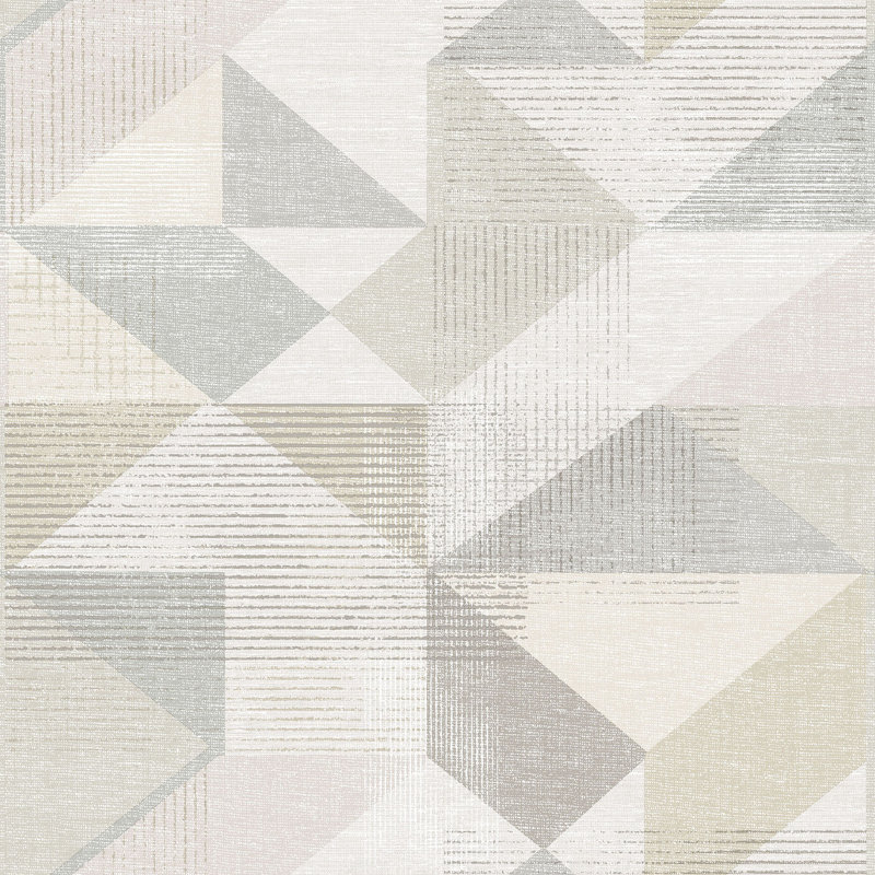 Geometrix 10m x 52.8cm Satin Wallpaper Roll, Beige/Grey