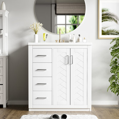 Kokkina 30'' Bathroom Vanity With Ceramic Sink