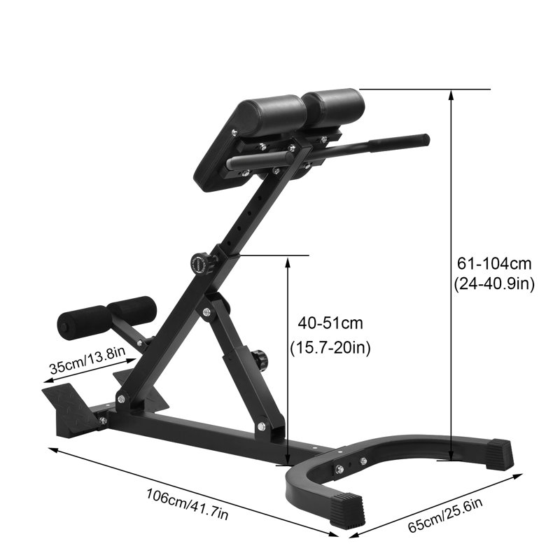 Fauteuil romain, fauteuil romain hyperextension pliable avec extension du dossier, banc de gymnastique à la maison pour l'entraînement des fessiers et des abdos, inclinaison de réglage optionnelle et équipement d'exercice multifonctionnel