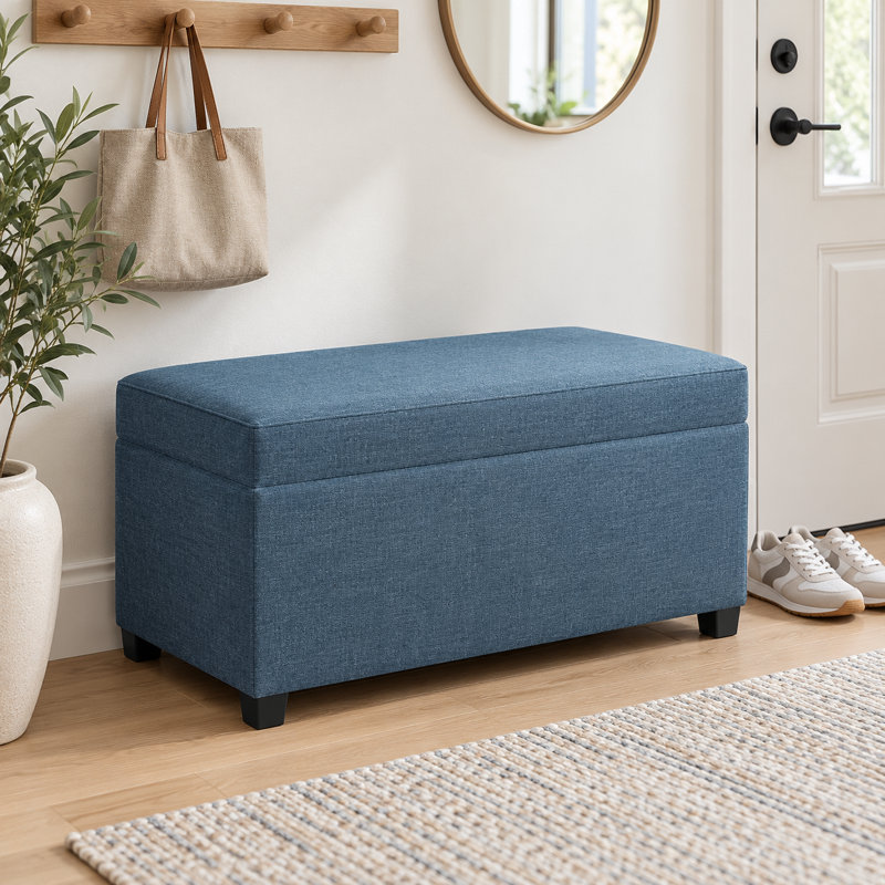 Banc de rangement avec repose-pieds 32 po, Marine