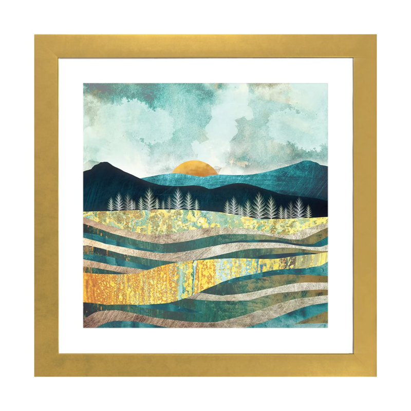 Late Summer, 16" H x 16" W x 1" D, Gold Framed Fine Art Paper