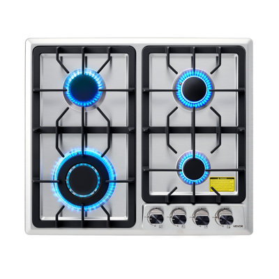 Gas Cooktop 4 Burners Gas Stove Top, Max 27000BTU Built-in Stainless Steel Stove Top LPG/NG Convertible Dual Fuel Cooktop Stoves with Thermocouple Protection for Kitchen Apartment Rvs